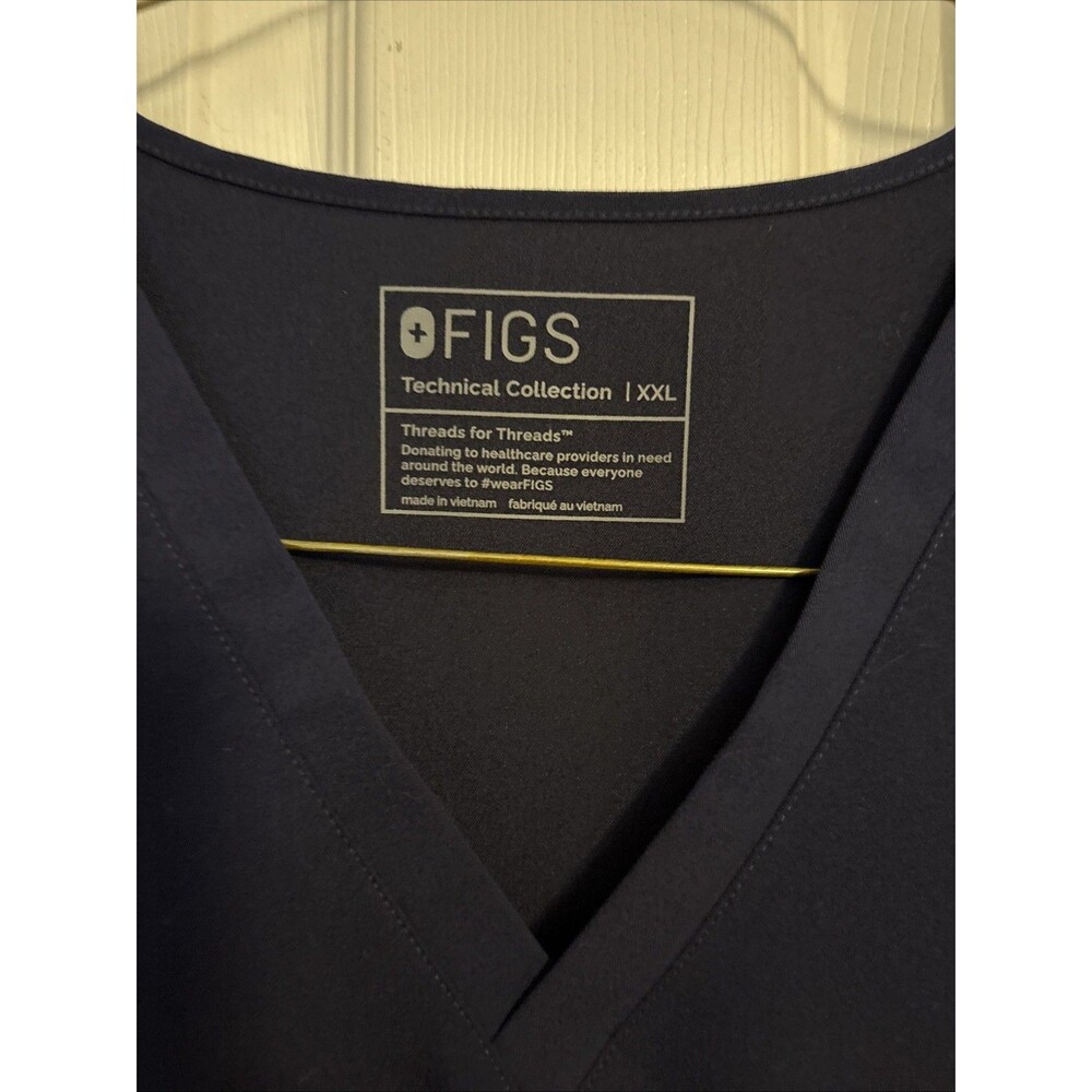 Figs Technical Collection Scrub Top Navy Blue Nursing Medical Uniform,  Size XXL - Picture 3 of 12